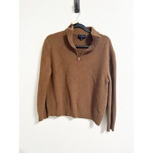Scott‎ Barber Mens Merino Wool 1/4 Zip Sweater Argyle Knit Pullover Brown XXL